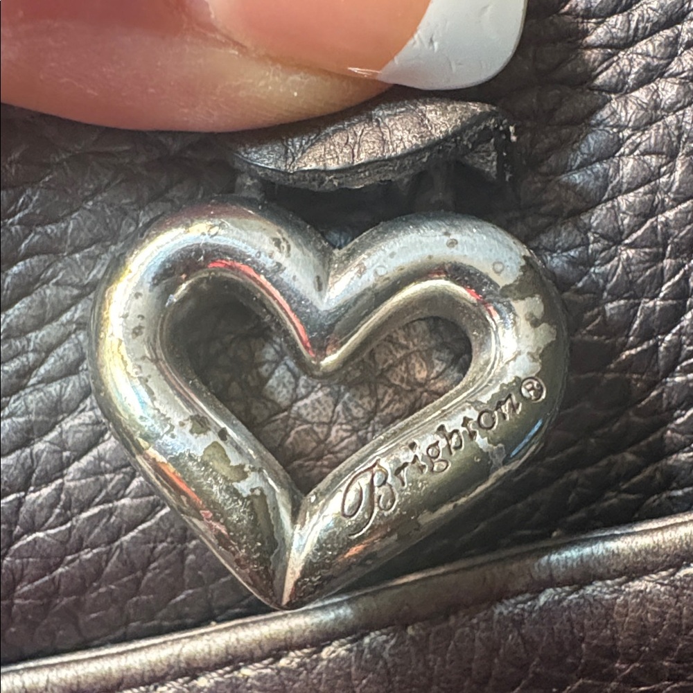 Brighton Barbados Pewter Pebbled Leather Hobo Bag with Heart Charms - Picture 16 of 16